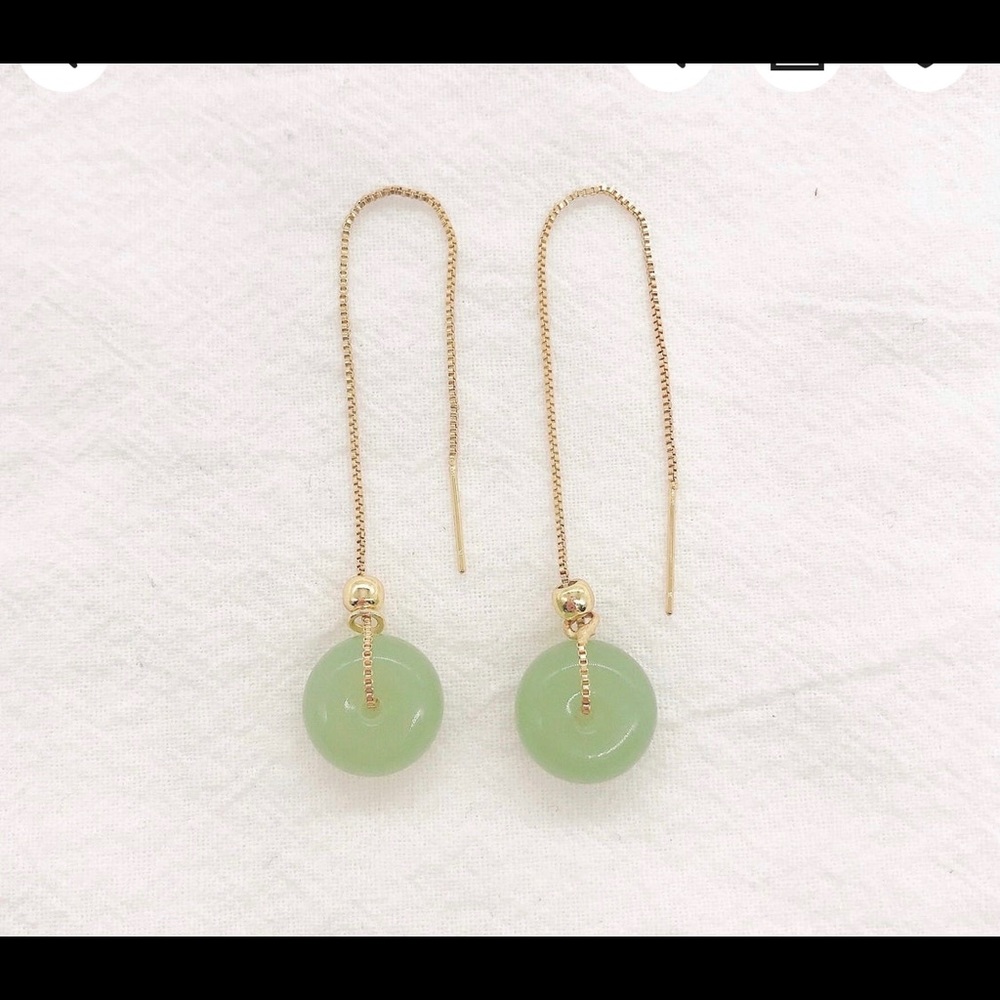 Jade drop earrings (14k gold plated) - Picture 4 of 5